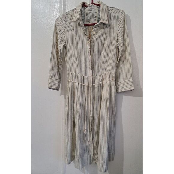 Anita Dongre womens Small ALL NATURAL KALA COTTON Button SHIRT DRESS Beige - Picture 4 of 11